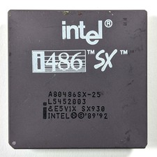 Intel i486 SX A80486SX-25 L5452003 SX930 Vintage Ceramic CPU Processor