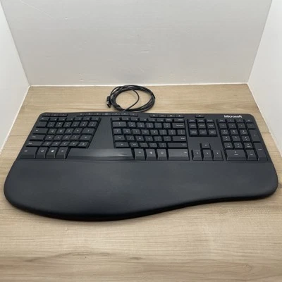 Microsoft Ergonomic Keyboard Black Wired USB Model 1878 Tested Working - Image 1 of 4