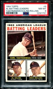 1964 Topps #8 AL BATTING LEADERS HOF Yastrzemski/Kaline PSA 8 NM-MT RARE CARD! - Picture 1 of 2