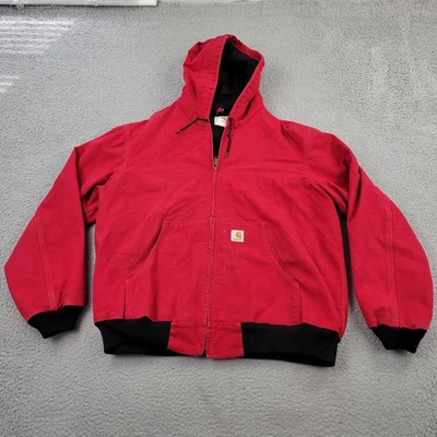 Chaqueta de trabajo Carhartt J131 ROJA para hombre 2XL DE COLECCIÓN cremallera completa manga larga lona Foto 1 de 4
