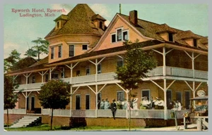 Epworth Hotel Epworth Ludington Michigan Außenansicht Gäste DB um 1920 Postkarte - Bild 1 von 2