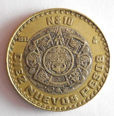 1992 MEXICO 10 PESOS - Excellent Silver Bi-Metal Coin - Rare Type - Lot #N19 - Image 1 of 2