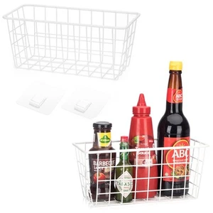 Hanging Kitchen Baskets Adhesive Sturdy Wire Storage Baskets with Kitchen Foo... - Picture 1 of 6