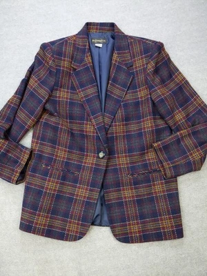 Requirements Blazer Womens 8 Plaid Wool Blend Single Button Lined Jacket - Image 1 of 4