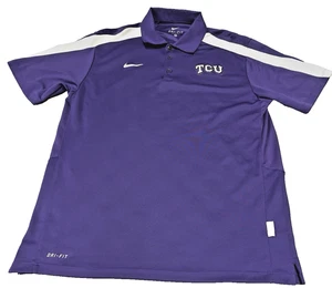 Nike - Dri Fit- TCU Horn Frogs - Sz. Medium - Polo- Purple - Mens - Short Sleeve - Picture 1 of 14