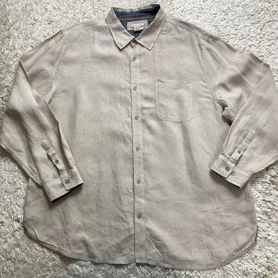 Camisa Carbon 2 Cobalto Para Hombre XL Beige 100% Lino Puño Abatible Abotonada Manga Larga Foto 1 de 4