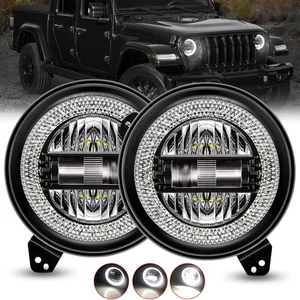 Newest Pair True 9 inch LED Halo Ring Headlights Lamp for Jeep Gladiator 2020-26 - Picture 1 of 12