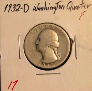 Cuarto de plata Washington 1932 D fecha clave Denver sin certificación    - Imagen 1 de 9