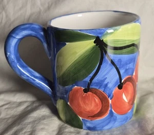 VTG Cellar R.H. Macy's & Co. Coffee Cup Italy Hand Painted Fruit Design Ceramic  - Foto 1 di 17
