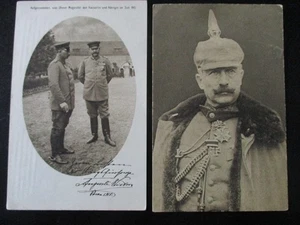 2x Postkarte Kaiser Wilhelm II mit Pickelhaube + Generalfeldmarschall Hindenburg - Bild 1 von 5