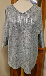 Ladies Silver Sparkly Short Sleeve Top by Tu, Size 18 - Picture 1 of 7