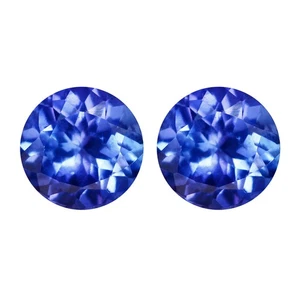 0.84Ct Marvelous [2Pcs Pair] Round 5.5 mm 100% Natural AAA Purple Blue Tanzanite - Picture 1 of 5