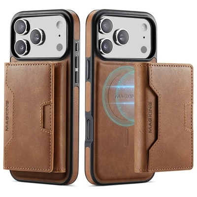 For iPhone 17 Pro Max 16e 15 14 13 12 Magnetic RFID Wallet Case Leather Cover - Image 1 of 4