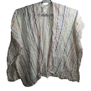 LC Lauren Conrad Kimono Abierto Frontal Cubre Rayas Metálico Boho Festival - Imagen 1 de 7