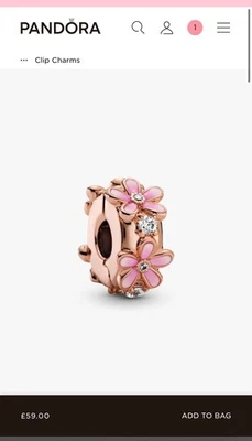 Pandora Pink Daisy Flower Spacer Clip Charm Rose Gold 788809C01 Boxed £59 🎄 - image 1 of 4