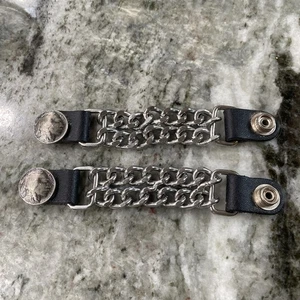 Motorcycle Vest Extenders Set Of 2 Indian Head Snaps Chain And Leather - Bild 1 von 6