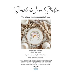 Boho Regenbogen Herz Baby Kinderzimmer gezählt Kreuzstich Set - Bild 1 von 6