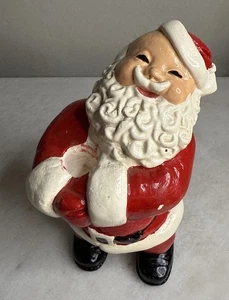 Vintage Gips lächelnder Weihnachtsmann Kerzenhalter handbemalt Weihnachten Mpls - Bild 1 von 7