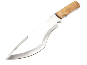 D2 STAHL MASSGESCHNEIDERTE SCHARFE KLINGE JAGD BOWIE MESSER OLIVENHOLZ GRIFF & ABDECKUNG - Bild 1 von 7