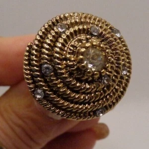 Erickson Beamon Rocksđź’—Helen of Troy Gold Woven Coil Spiral Crystal Ring-Sz 7 - Picture 1 of 7