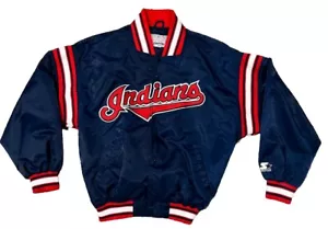 Vintage Cleveland Indians Jacket Mens Medium Starter Satin Bomber Coat 90s - Picture 1 of 17