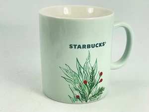 Large Starbucks Christmas Holidays Light Green w/ Floral Coffee Mug Cup 24oz - Picture 1 of 8