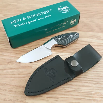 Cuchillo fijo de gallina y gallo de 2,63" hoja de acero inoxidable mango de madera de pakka negro Foto 1 de 4