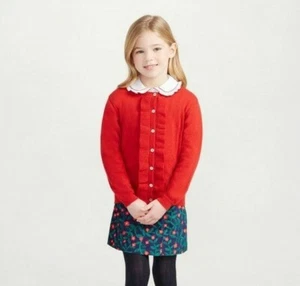 NEW Oscar de la Renta Girls Ruffle Cardigan Sweater WOOL CASHMERE Top Red 5 Y - Picture 1 of 10