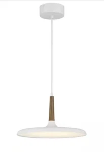 Minks Lavery LED Pendant Light Matte White Painted Wood Grain - Picture 1 of 7