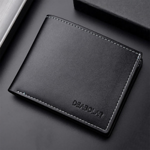 Men's Bifold Leather Credit ID Card Holder Wallet Billfold Purse Coin Zip Clutch