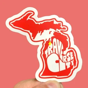 TRAVERSE CITY MICHIGAN BUMPER STICKER LAPTOP WINDOW SKATEBOARD TRAVEL DECAL - Picture 1 of 1