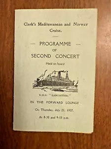 1927 Program from Clark's Norway Cruise, R.M.S. Lancastria, Paper Ephemera, Old - Picture 1 of 3