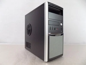 Hyundai mATX Midi Tower PC Leer Gehäuse Chassis Schwarz-Silber 2x 5.25-Zoll TOP - Bild 1 von 1