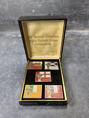 Rare Box 5 Pins, Five Nations Collection Rugby Soccer Union Twickenham - image 1 of 4