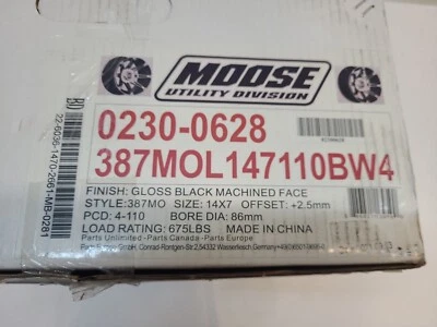 Moose Utility Division 0230-0439 Gloss Black, 14x7 +2.55mm - Image 1 of 4