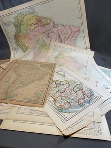 Antique Original! Lot of 16 South America Brazil, Peru, & More Maps 1880-1920s - Picture 1 of 22