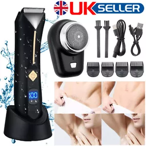 Pubic Men Manscaping Hair Trimmer Waterproof Groin Electric Ball Body Shaver - Picture 1 of 12