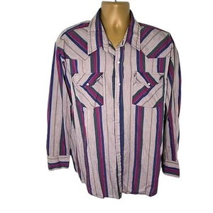 Vtg 80s 90s Rock Creek Ranch Western Shirt Pearl Snaps Yoke Striped Bigman 2X - Picture 1 of 9