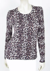 Top de algodón tejido leopardo French Connection $98 - piedra/negro nuevo con etiquetas - Imagen 1 de 5