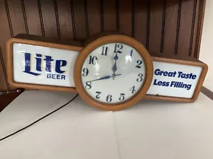 1987 Miller Light Beer Lighted Clock/Sign 30x12x5” - Picture 1 of 21