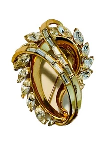 ALFRED PHILIPPE for CROWN TRIFARI Marquise Cut & Channel Set Rhinestone Brooch - Picture 1 of 8