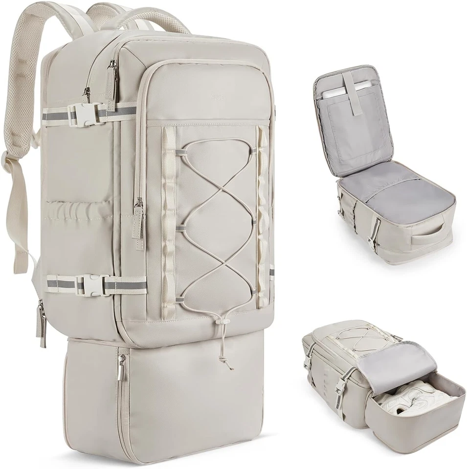 CLUCI Expandable Backpack 30L Travel Laptop Weatherproof Shoe Compartment, White - Image 1 of 4