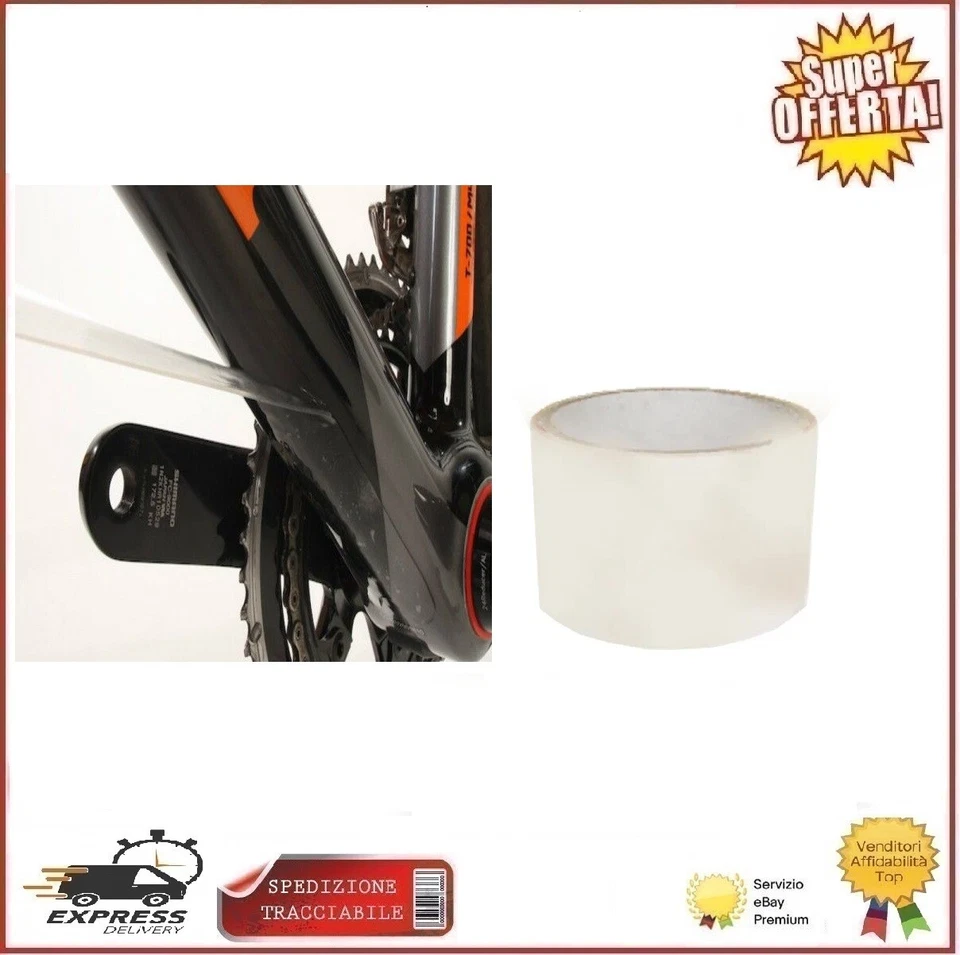 MVTEK Nastro Adesivo Protezione Telaio Bicicletta Mtb Corsa Trasparente Rotolo 2.5m