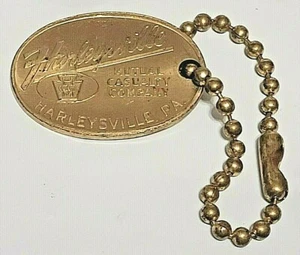 VTG 1950 Brass Keychain, Harleysville Mutual Casualty Company, Pennsylvania - Picture 1 of 3