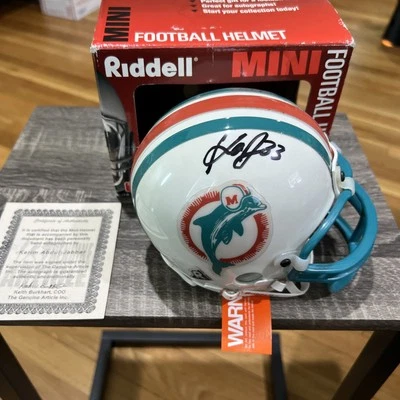 Minicasco Riddell autografiado firmado por Karim Abdul-Jabbar Miami Dolphins - Certificado de autenticidad Foto 1 de 4