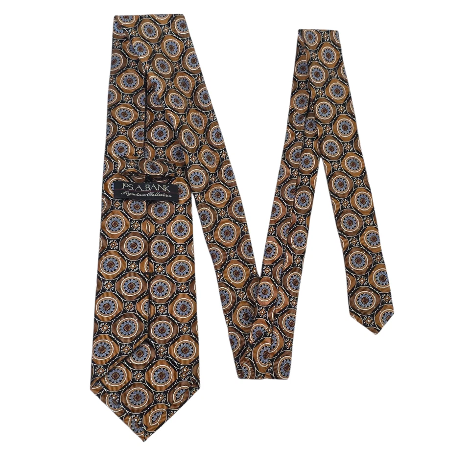 Corbata Jos A Bank Signature Collection Para Hombre 7 Pliegues Naranja Negro Seda Floral Foto 1 de 4