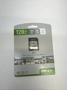 Brand New Sealed PNY 128 GB 100 MB/s UHS-I Elite SDXC Flash Card Full HD Video - Picture 1 of 2