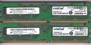 2GB 2x1GB PC2 5300 CRUCIAL MICRON CT12864AA667.8FHZ DDR2-667 DESKTOP MEMORY KIT - Picture 1 of 4