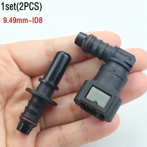 1Set(2PCS) Elbow 90 Degree Nylon Fuel Line Quick Connect Release Hose 9.49mm ID8 - Picture 1 of 6