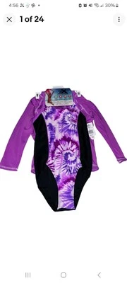 JUEGO DE NATACIÓN ZEROXPOSUR NIÑAS JÓVENES 2 PIEZAS TALLA XL (16) PÚRPURA Y NEGRO UPF30+ Foto 1 de 4